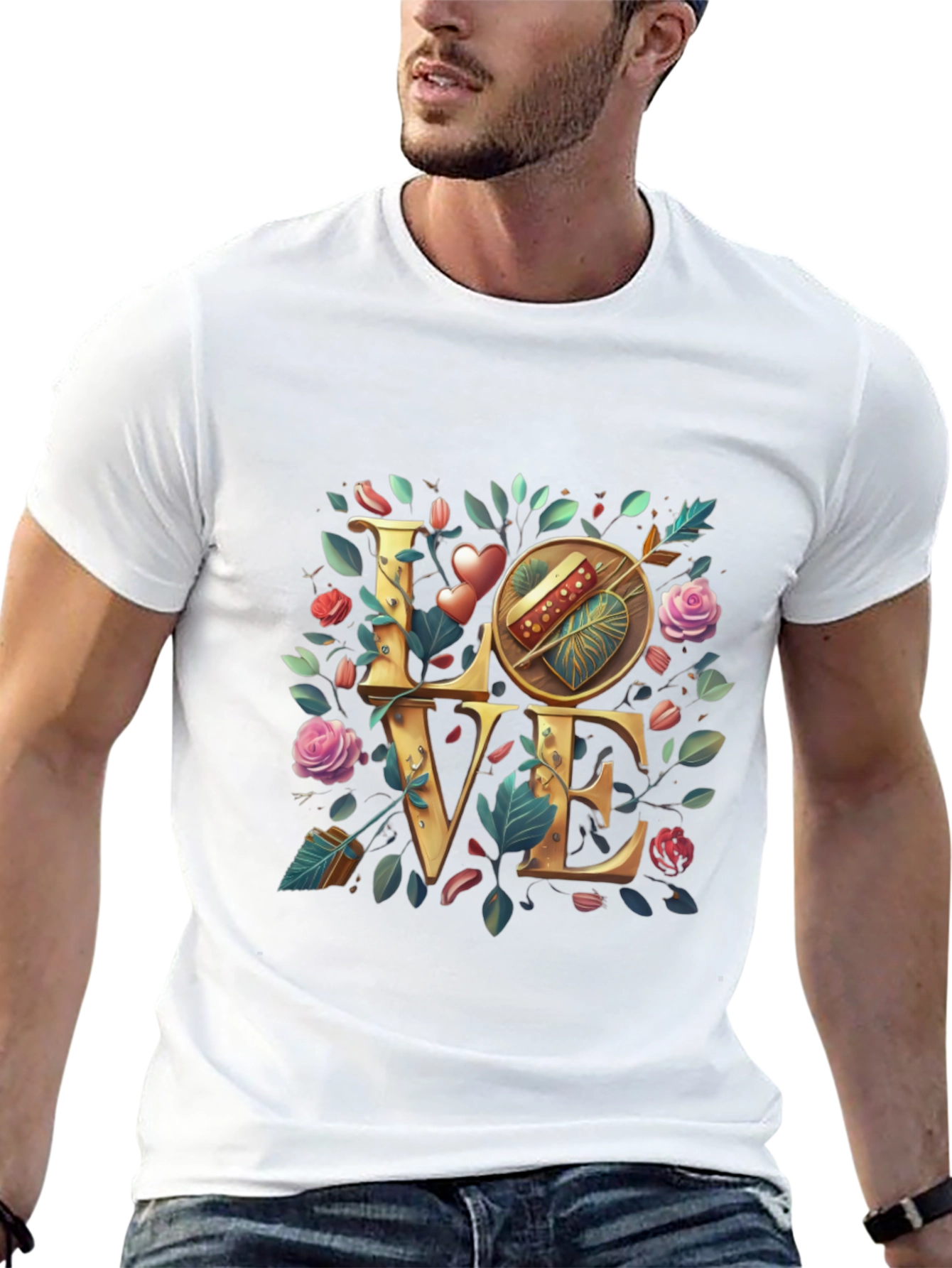 Floral Love T-Shirt - Cupids Arrow Heart Tee