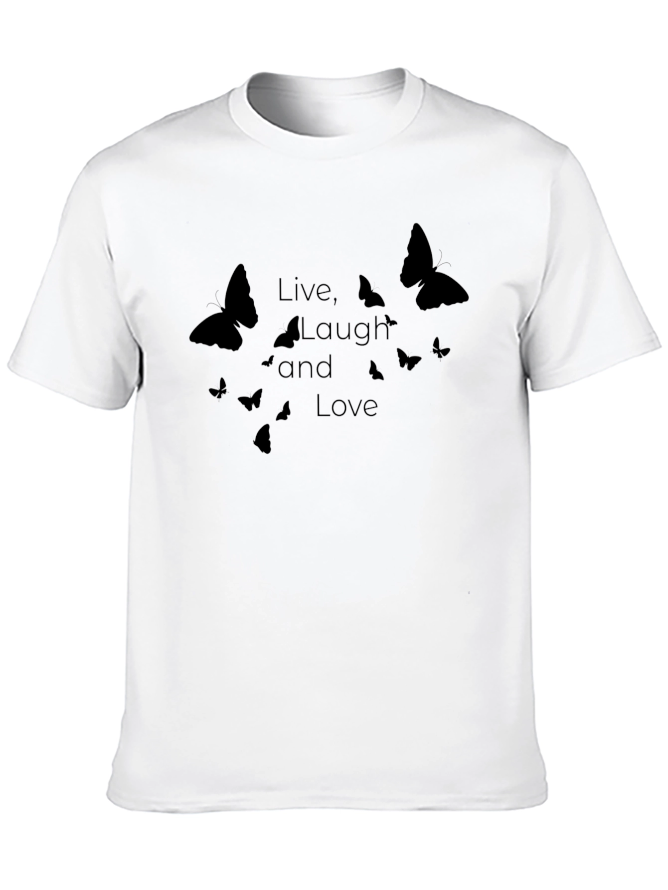 Live Laugh Love Butterfly Graphic Tee - Black