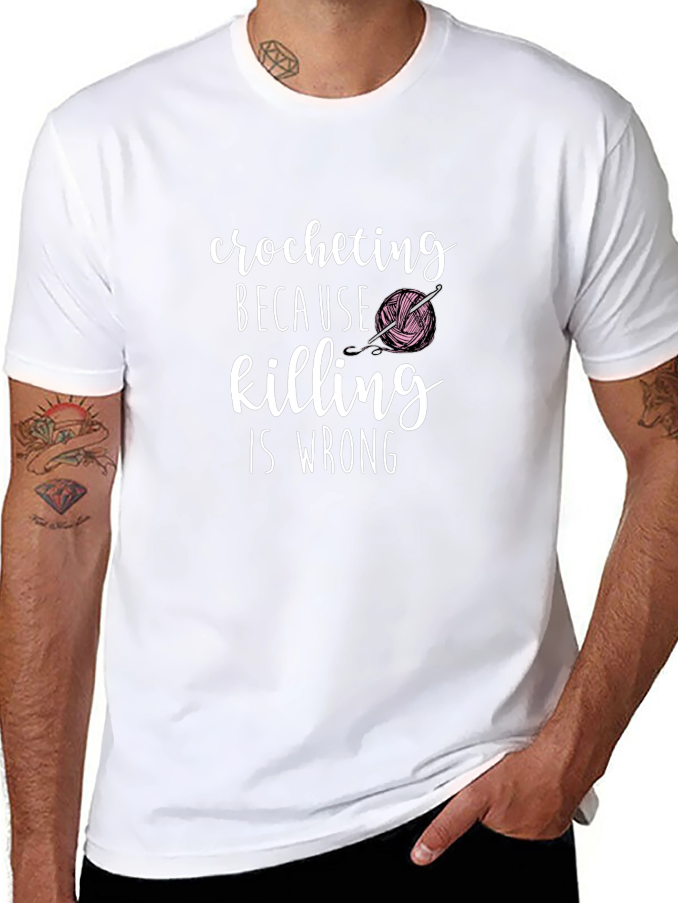Crocheting Because Killing Is Wrong Graphic T-Shirt