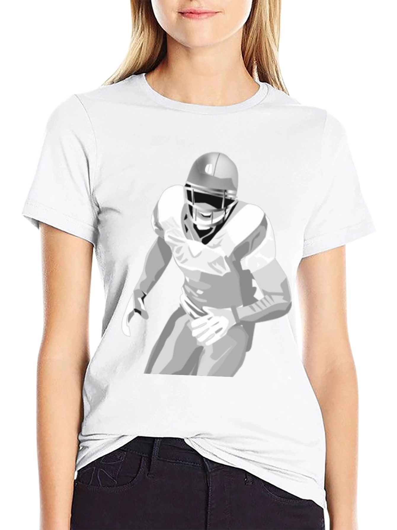 Football Player Graphic Tee - Black