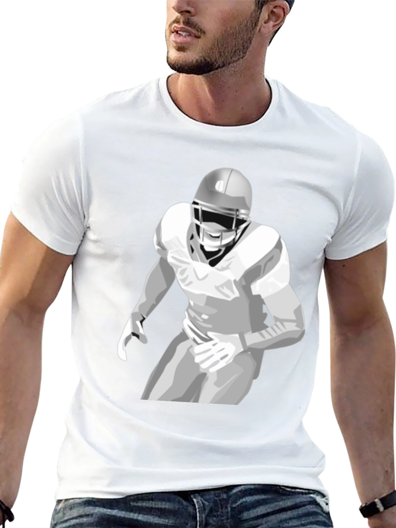 Football Player Graphic Tee - Black