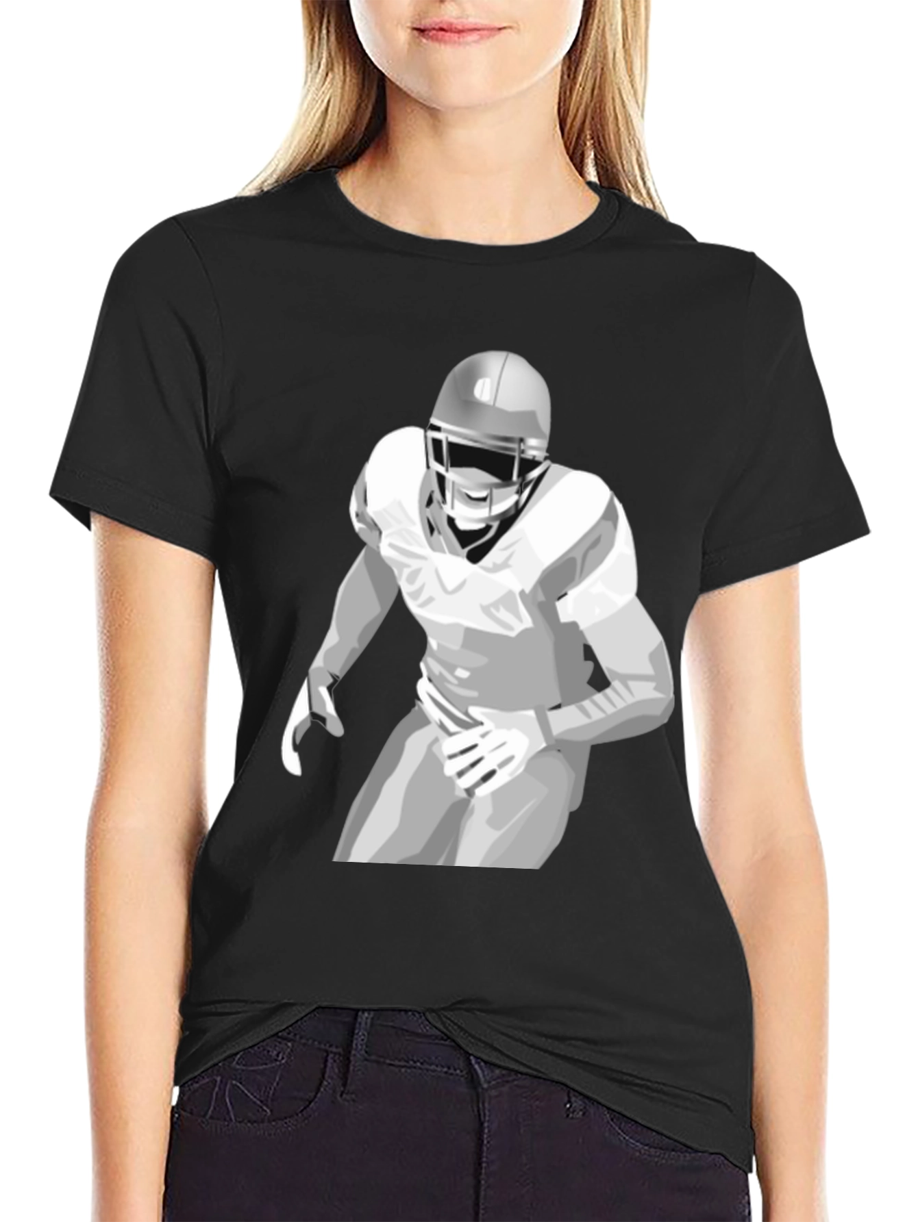 Football Player Graphic Tee - Black