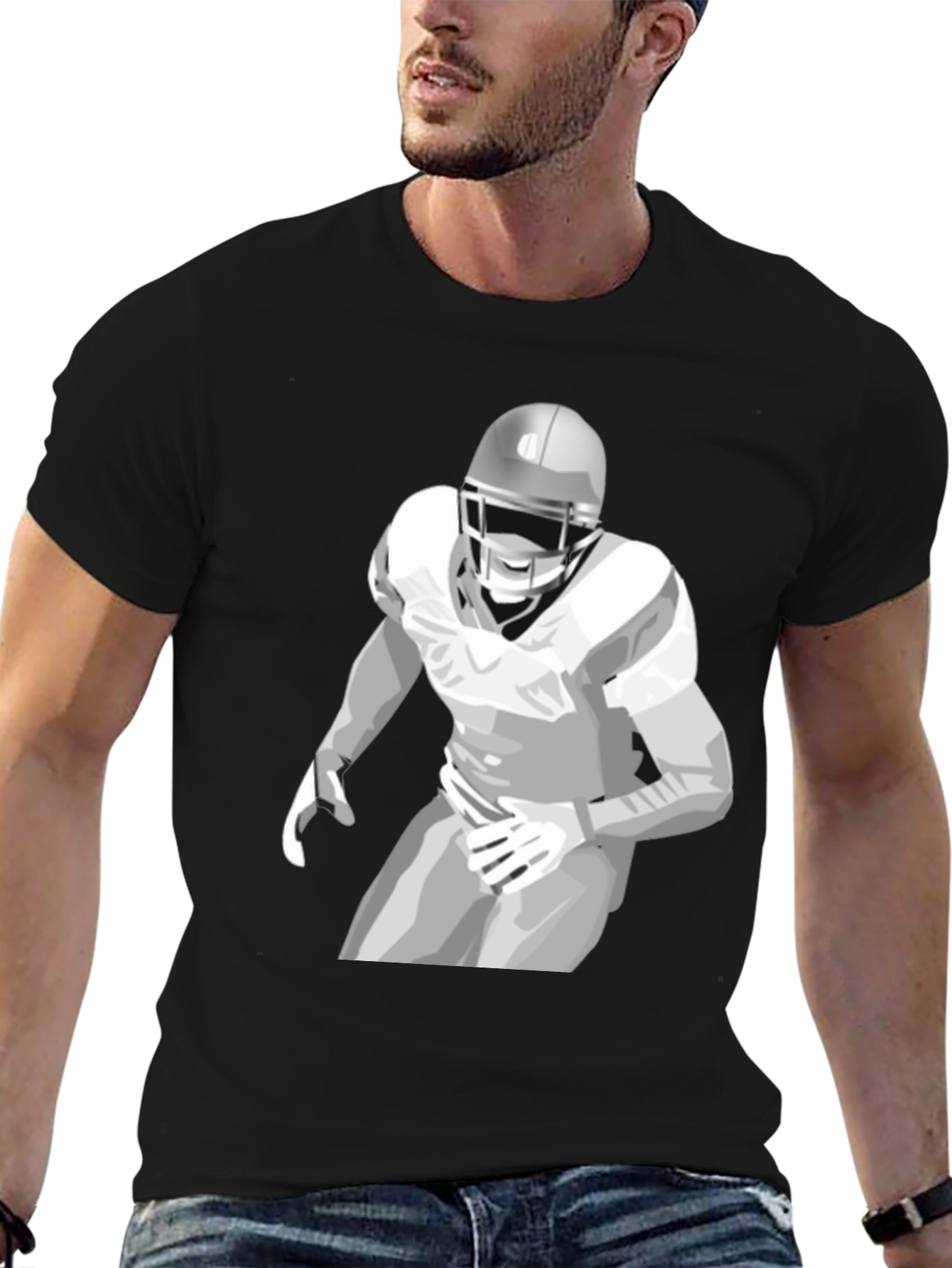 Football Player Graphic Tee - Black