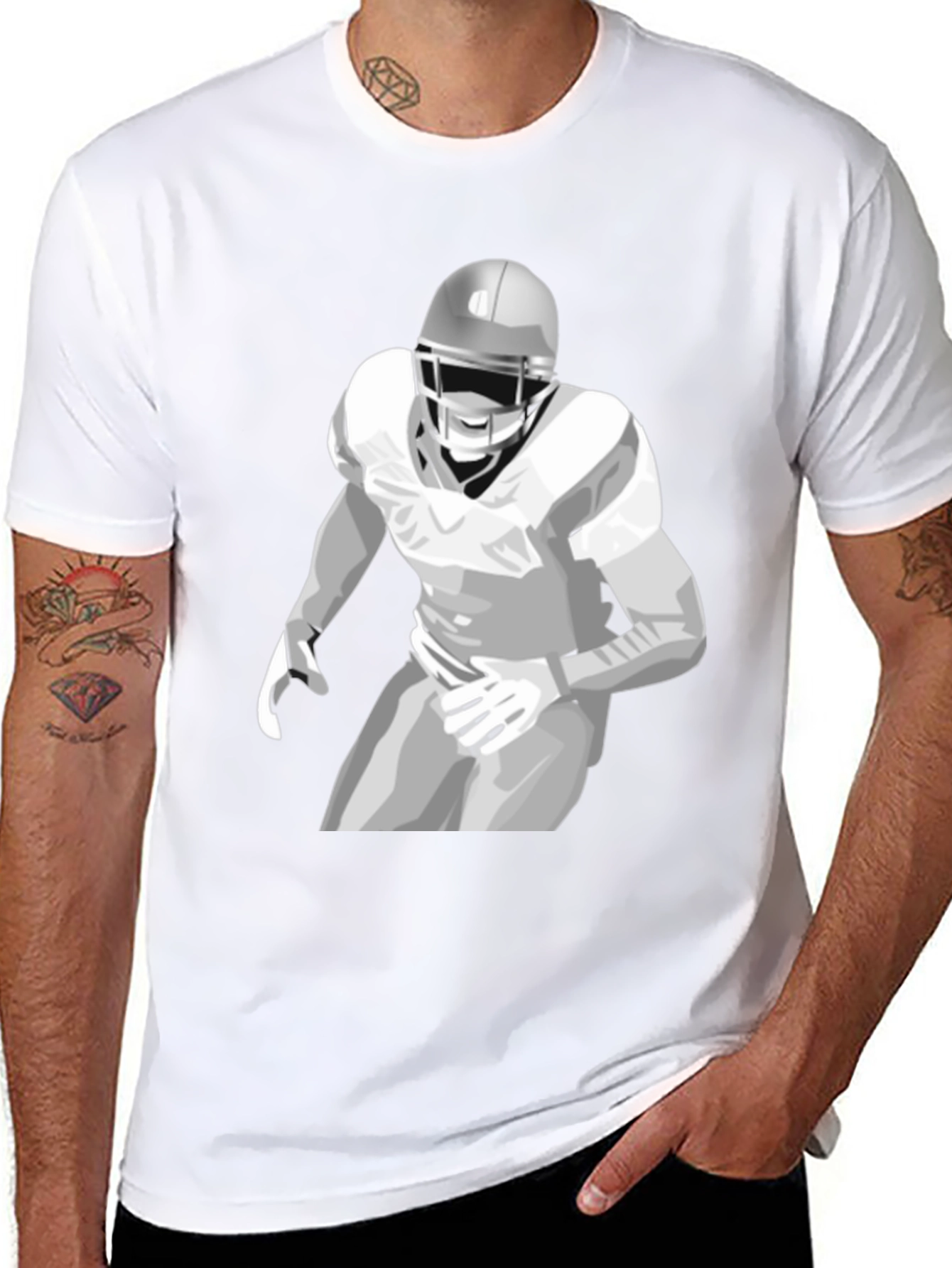 Football Player Graphic Tee - Black
