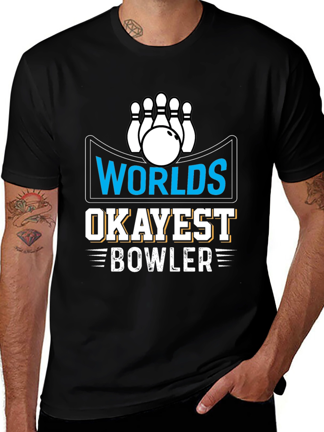 Worlds Okayest Bowler Graphic T-Shirt