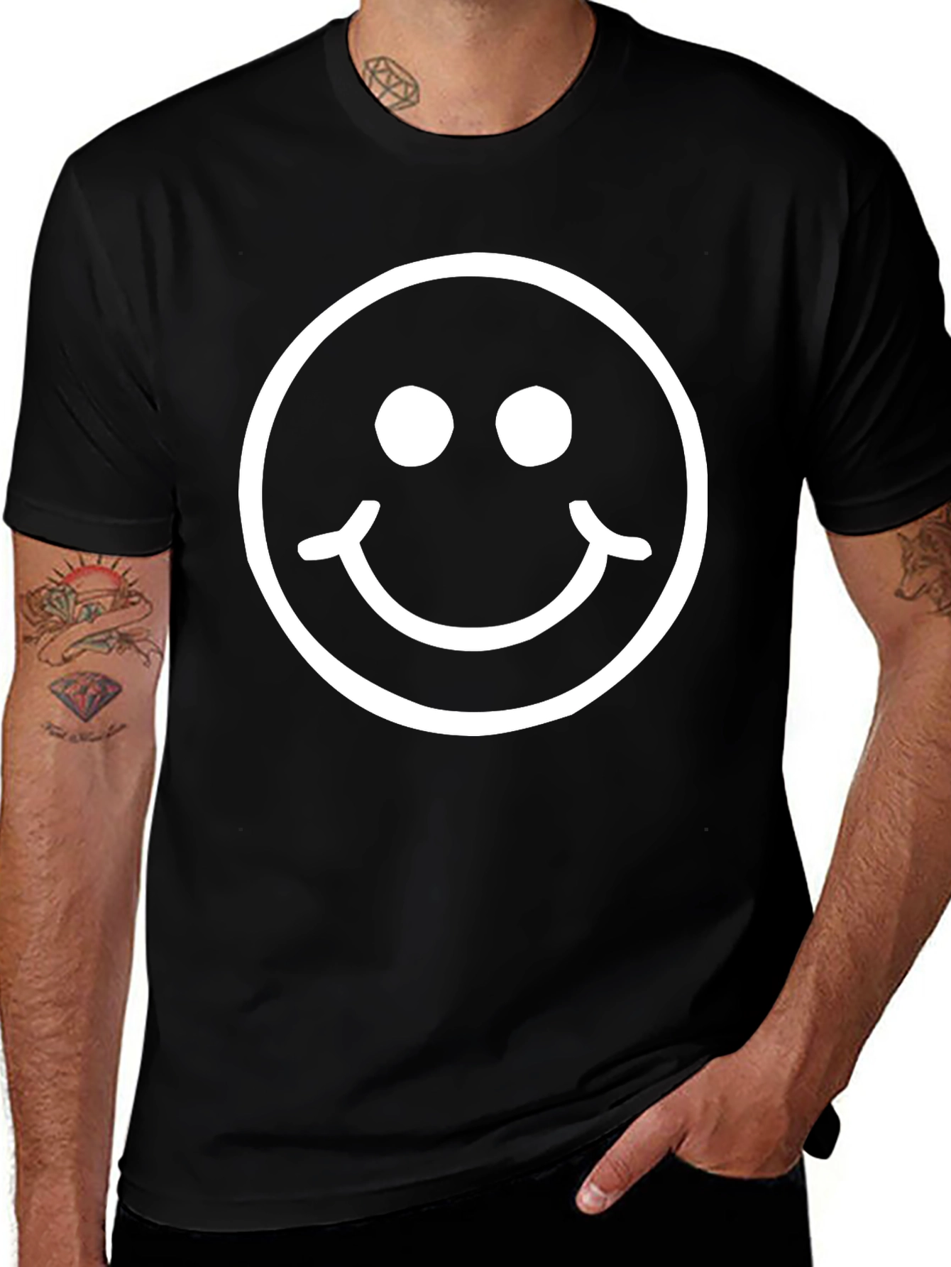 Smiley Face Graphic Tee - Classic Black Comfort