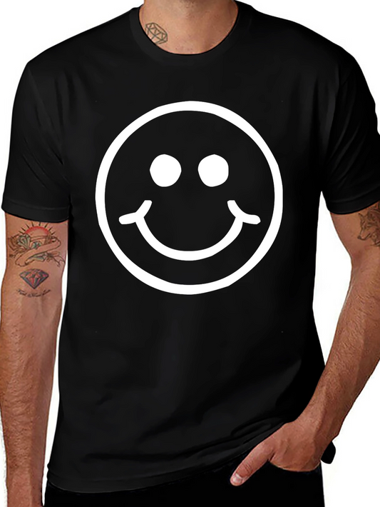 Smiley Face Graphic Tee - Classic Black Comfort