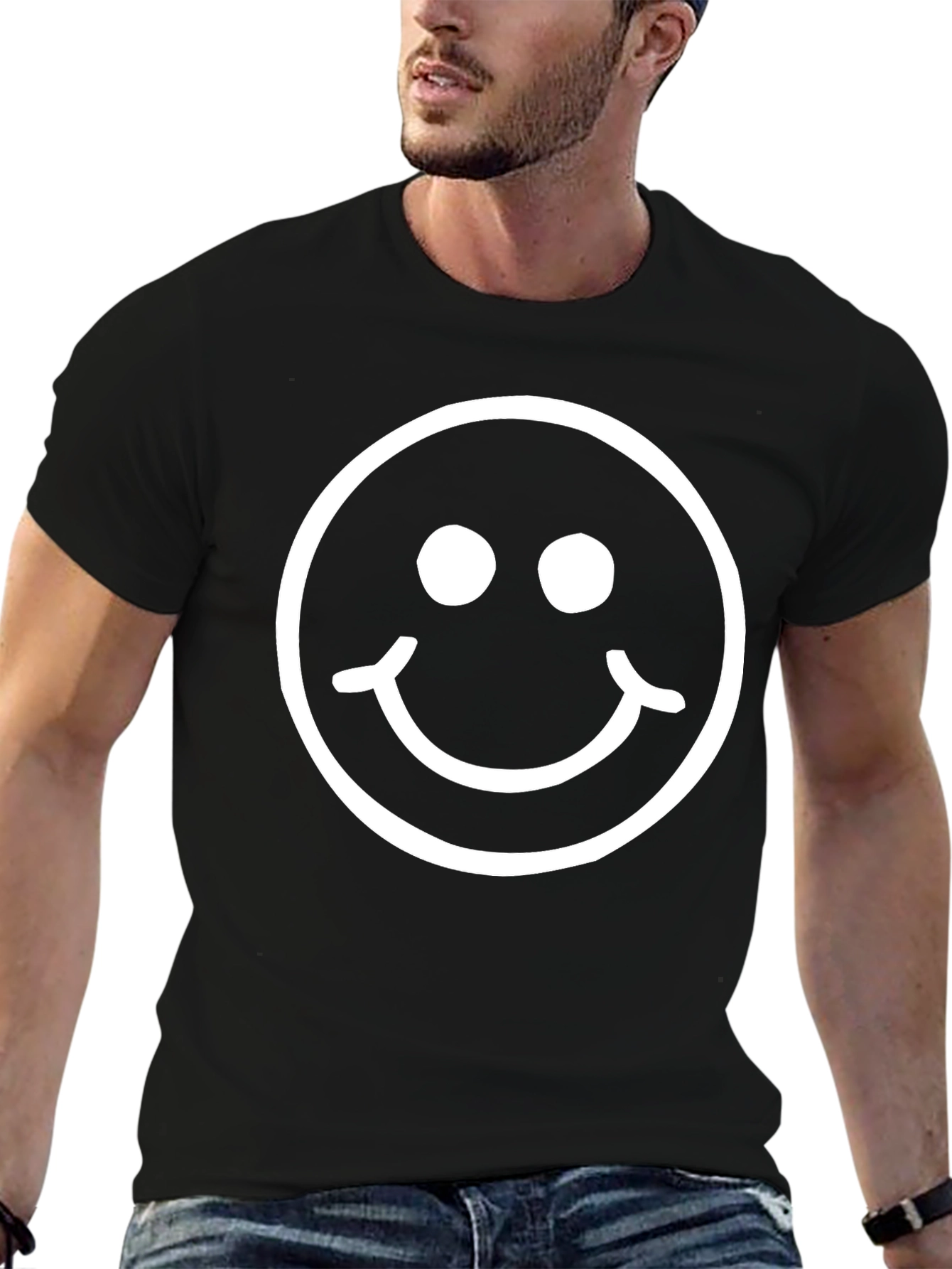 Smiley Face Graphic Tee - Classic Black Comfort