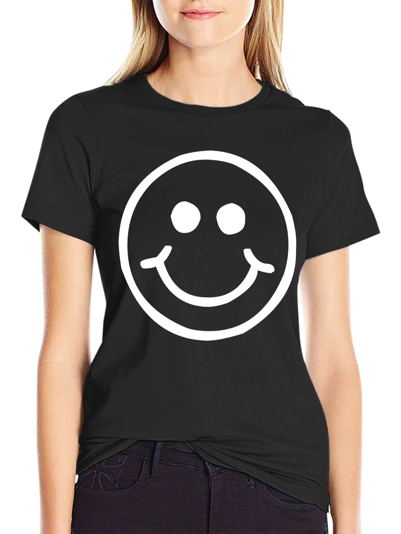 Smiley Face Graphic Tee - Classic Black Comfort