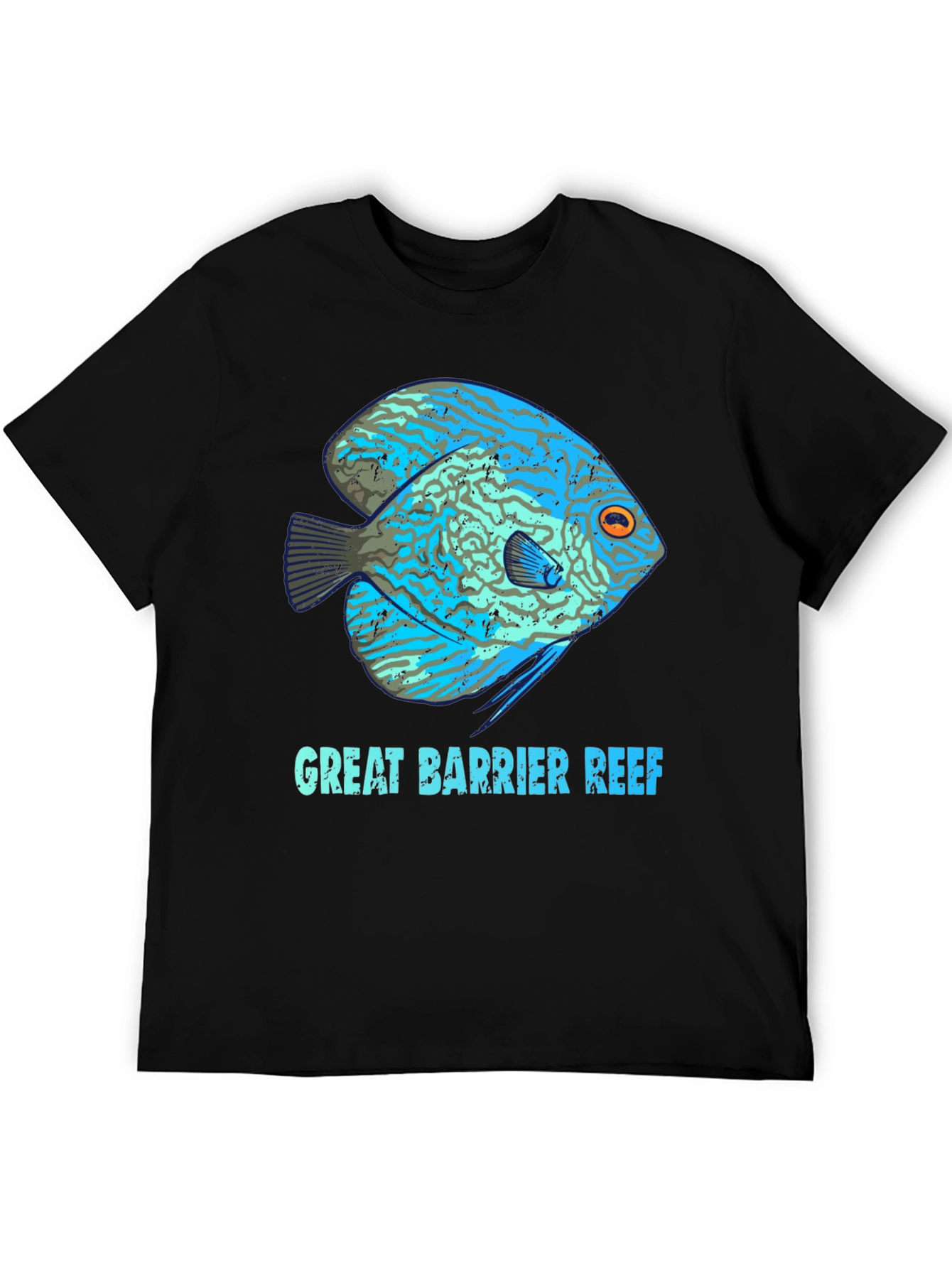 Great Barrier Reef Fish Graphic Tee - Black Cotton