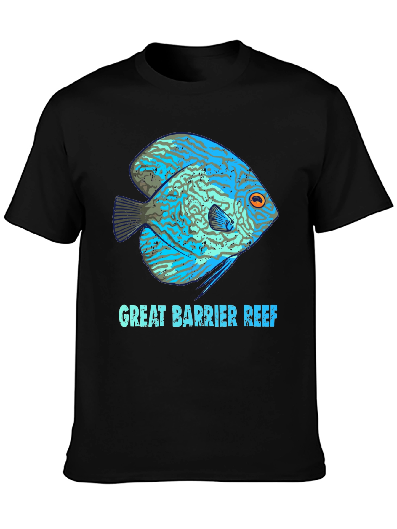 Great Barrier Reef Fish Graphic Tee - Black Cotton