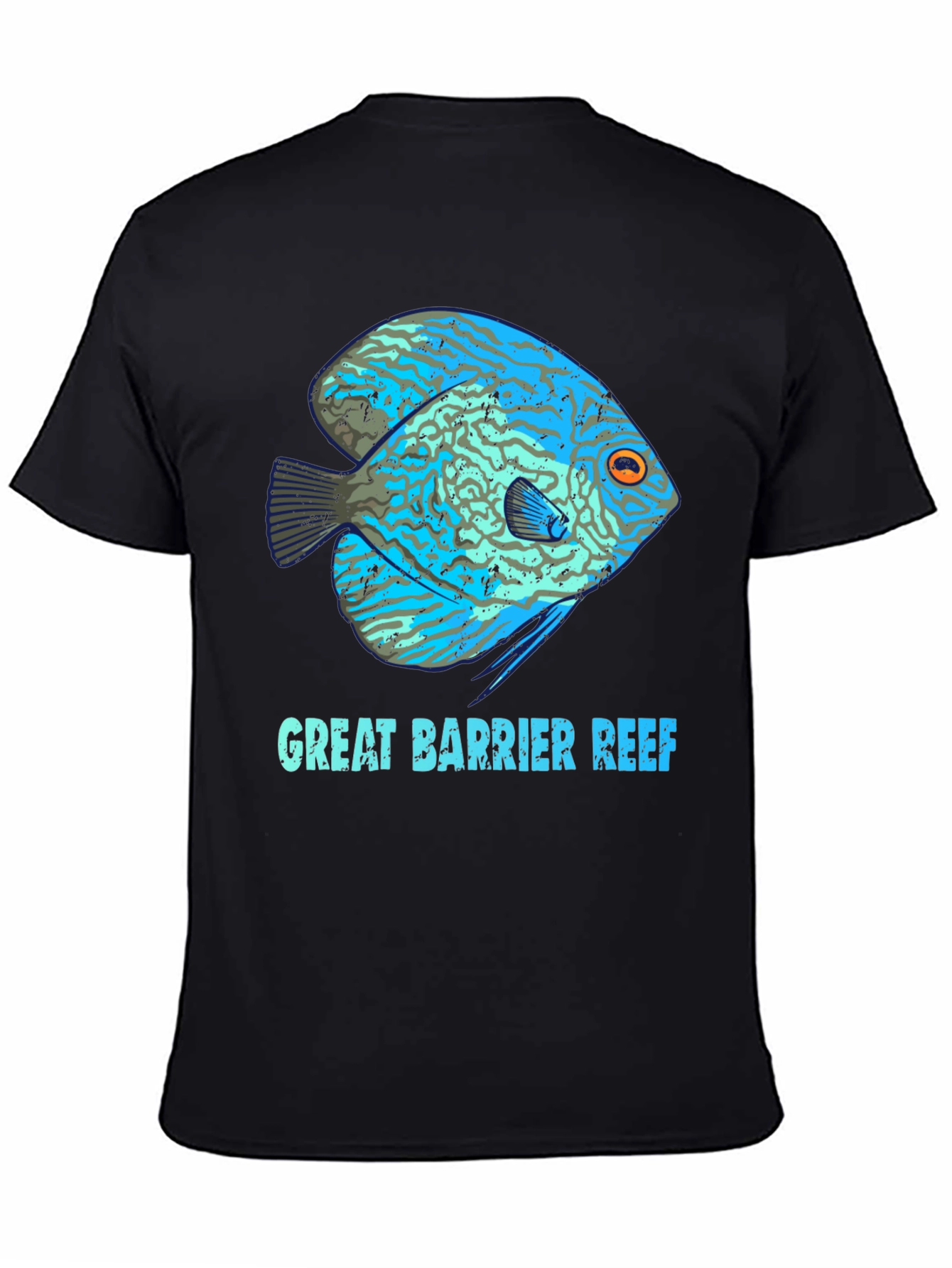 Great Barrier Reef Fish Graphic Tee - Black Cotton