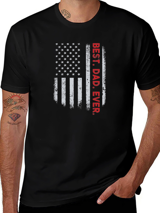 Best Dad Ever American Flag Graphic T-Shirt