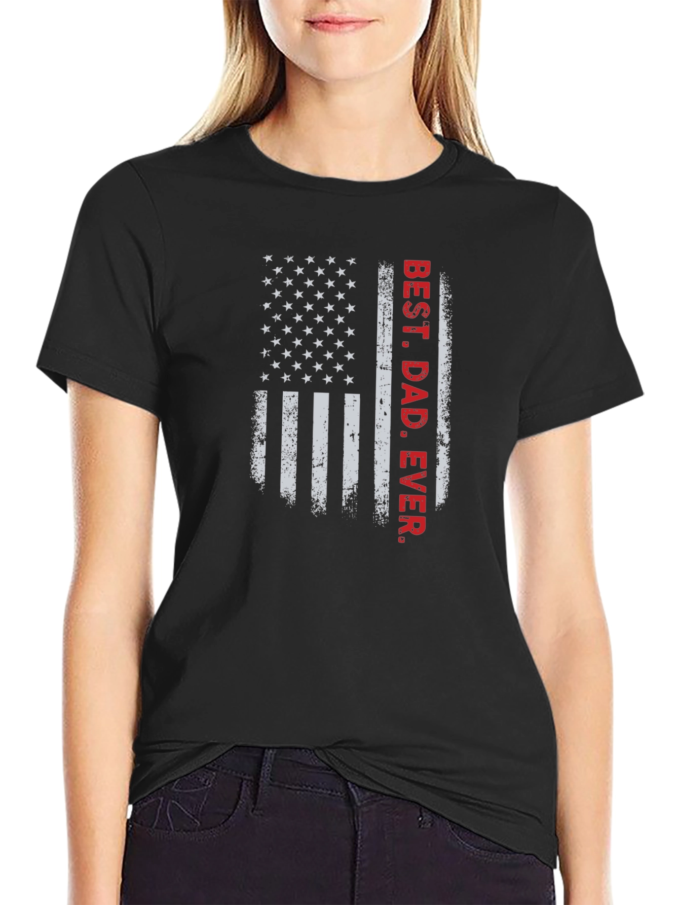 Best Dad Ever American Flag Graphic T-Shirt