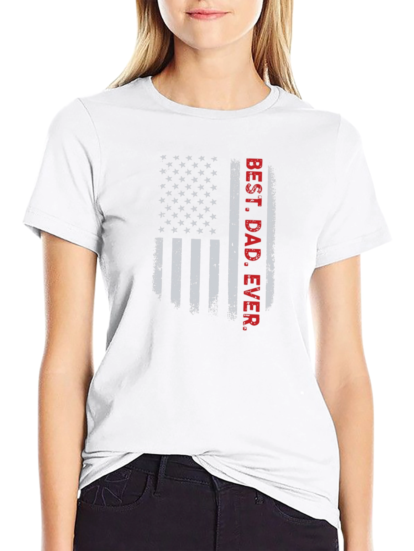 Best Dad Ever American Flag Graphic T-Shirt