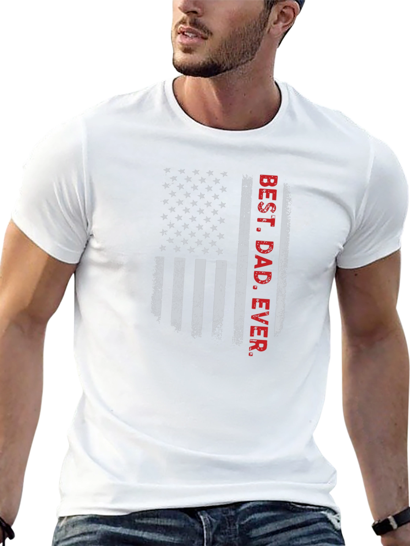 Best Dad Ever American Flag Graphic T-Shirt