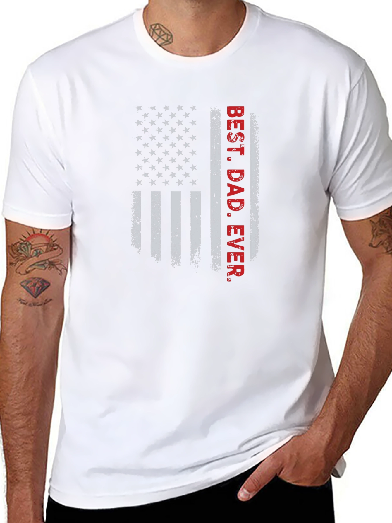 Best Dad Ever American Flag Graphic T-Shirt