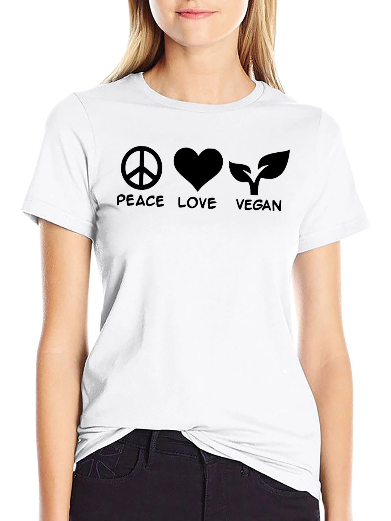 Peace Love Vegan Black T-Shirt