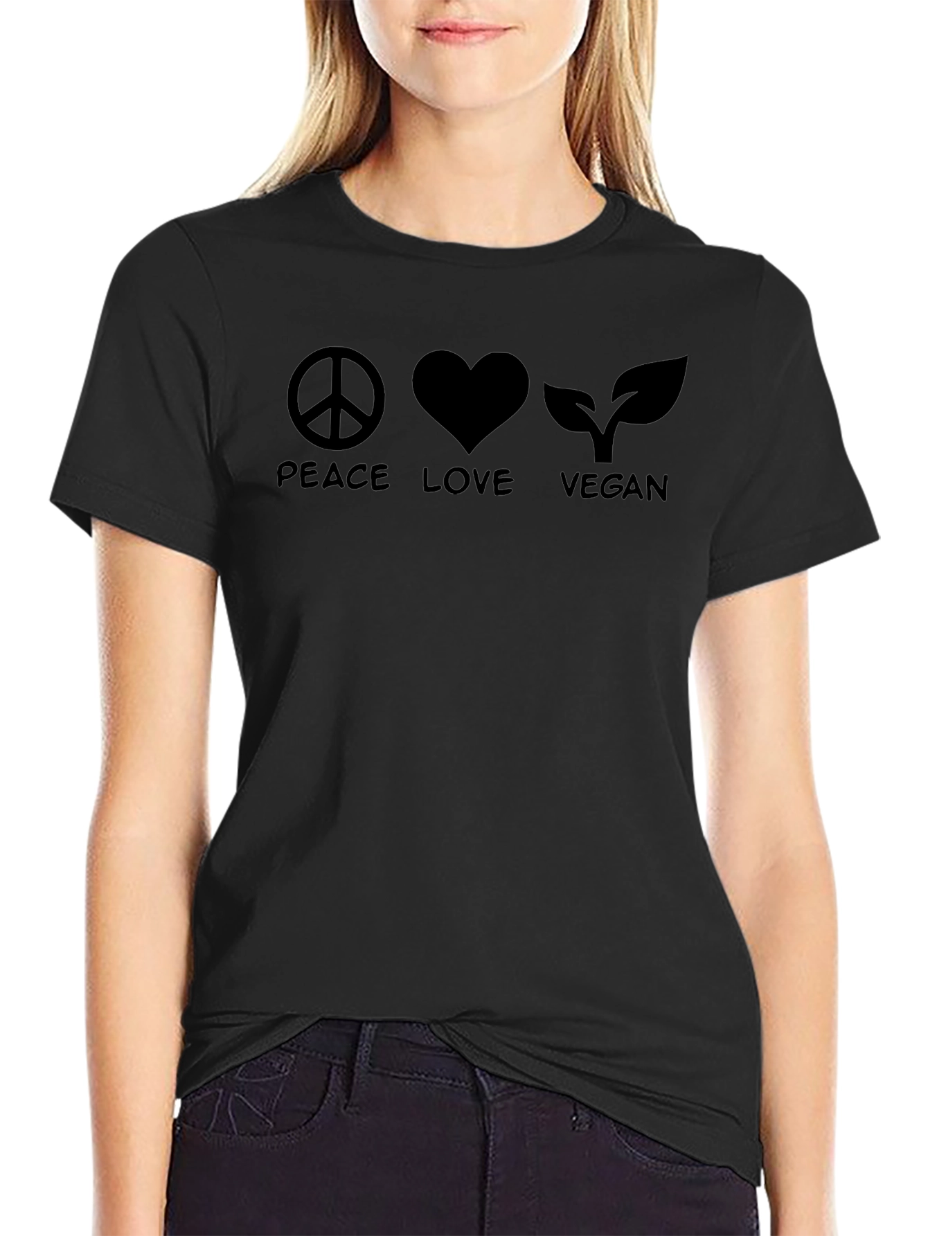 Peace Love Vegan Black T-Shirt