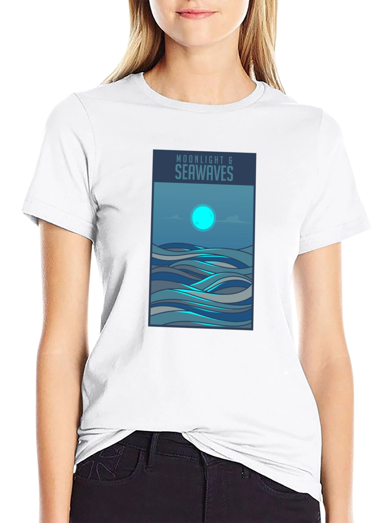 Moonlight & Seawaves Graphic Tee - Stylish Comfort