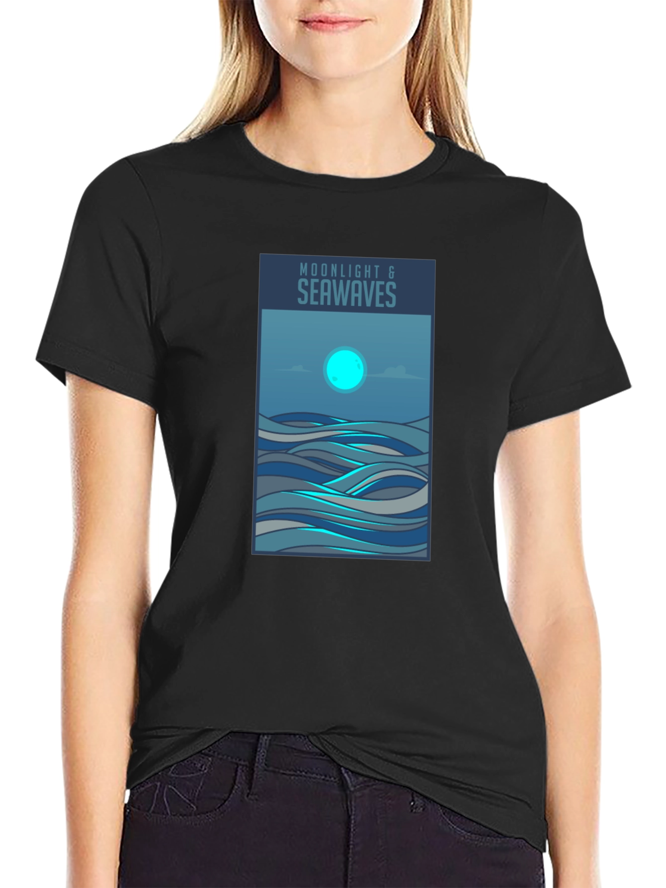 Moonlight & Seawaves Graphic Tee - Stylish Comfort