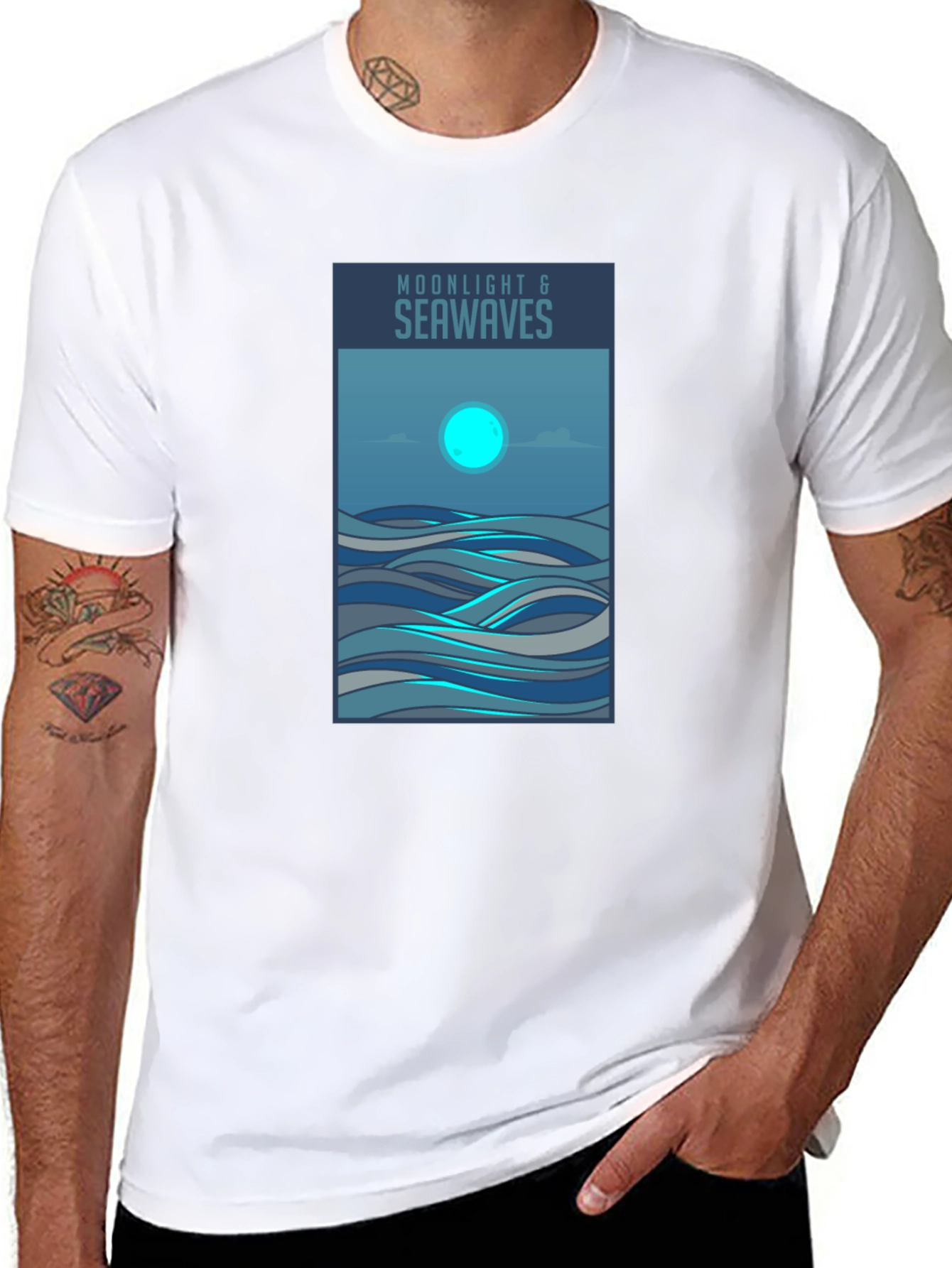 Moonlight & Seawaves Graphic Tee - Stylish Comfort