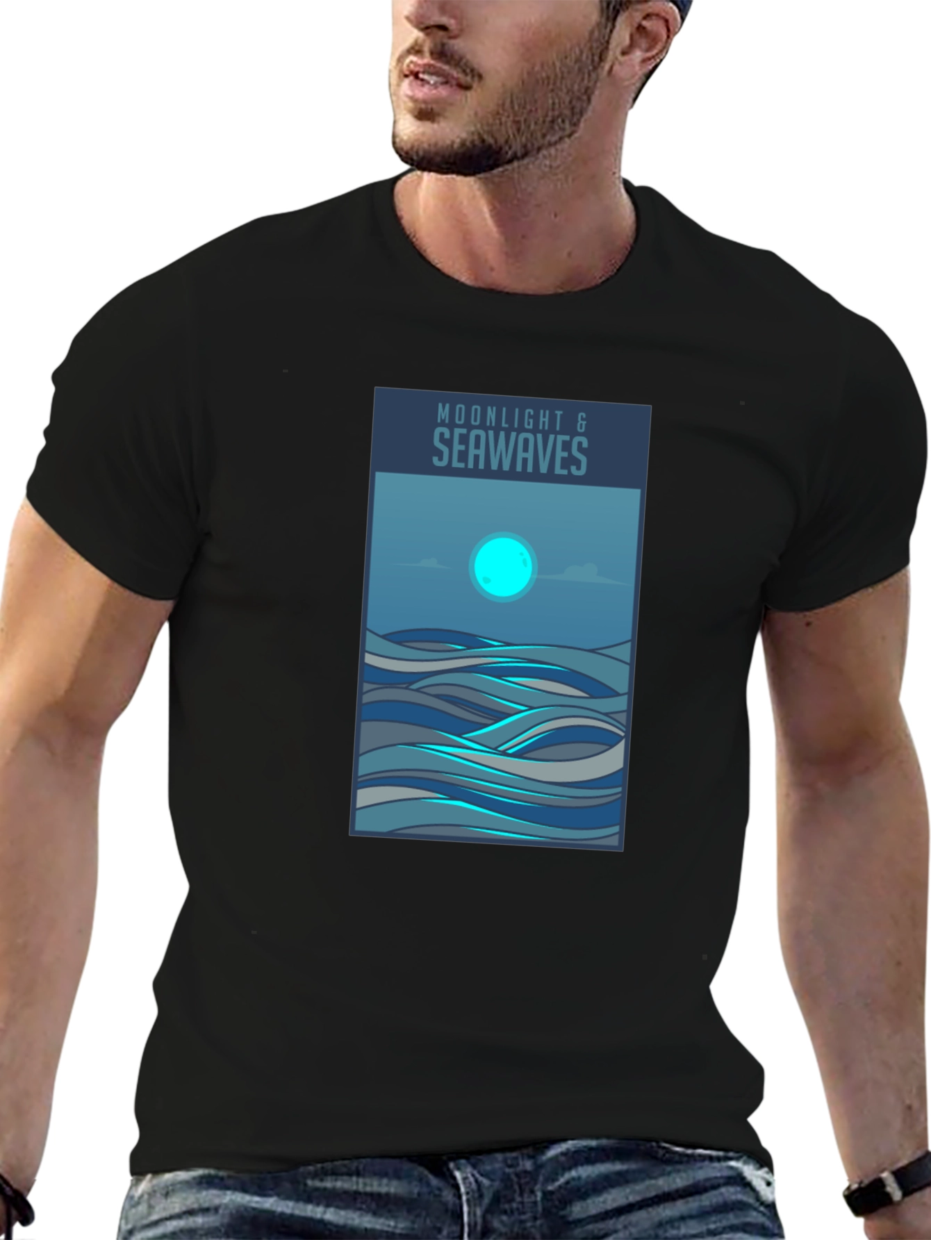 Moonlight & Seawaves Graphic Tee - Stylish Comfort