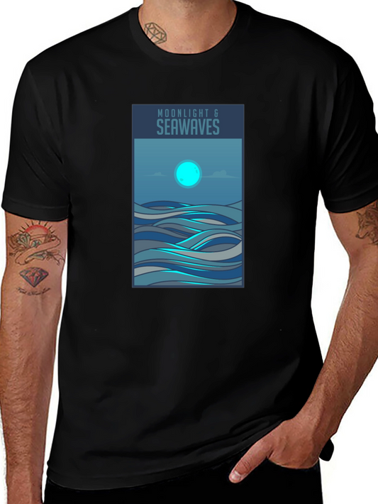 Moonlight & Seawaves Graphic Tee - Stylish Comfort