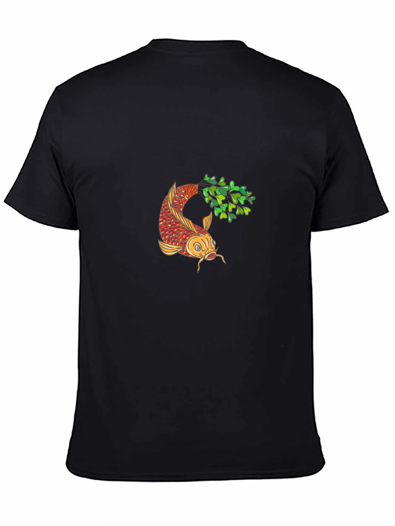 Koi Fish Graphic Tee - Black Cotton Comfort