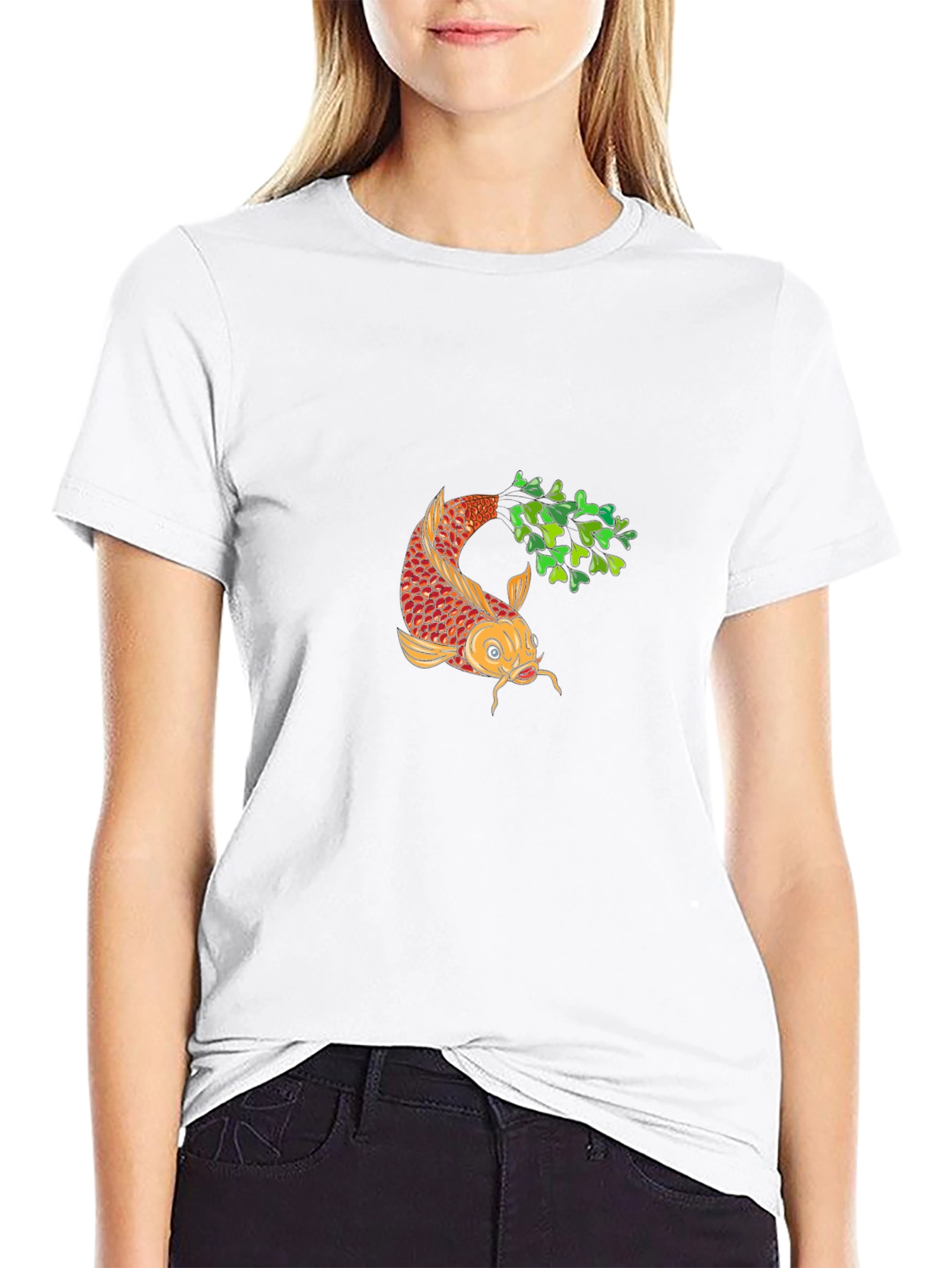 Koi Fish Graphic Tee - Black Cotton Comfort