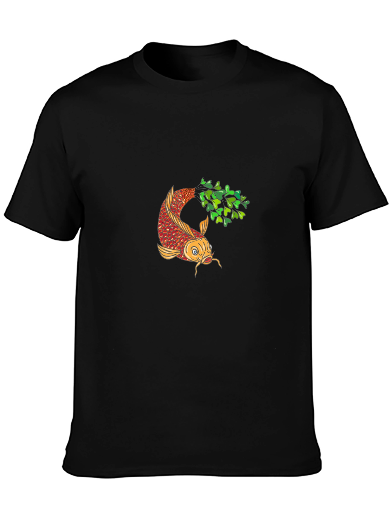 Koi Fish Graphic Tee - Black Cotton Comfort