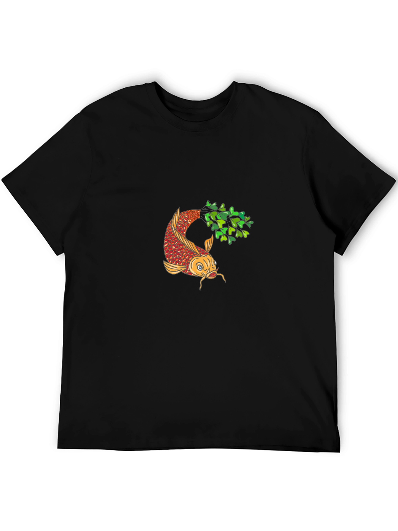 Koi Fish Graphic Tee - Black Cotton Comfort