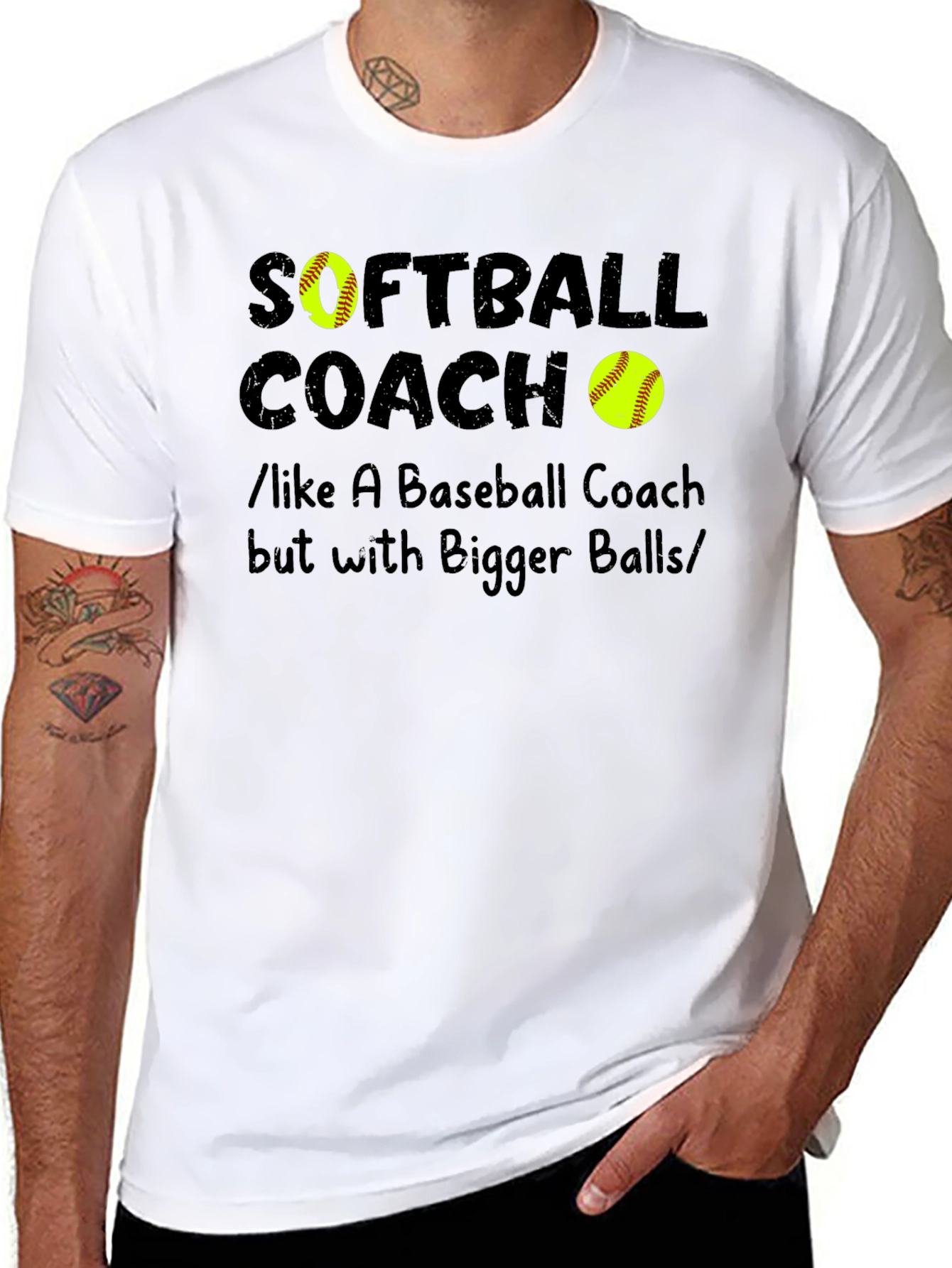 Softball Coach Bigger Balls Graphic T-Shirt