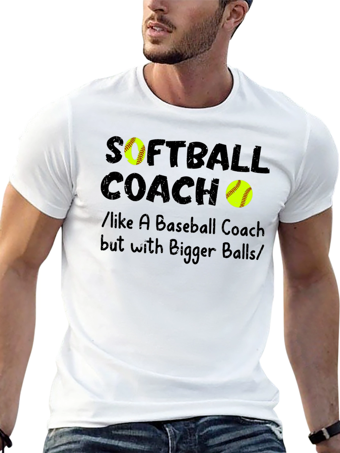 Softball Coach Bigger Balls Graphic T-Shirt