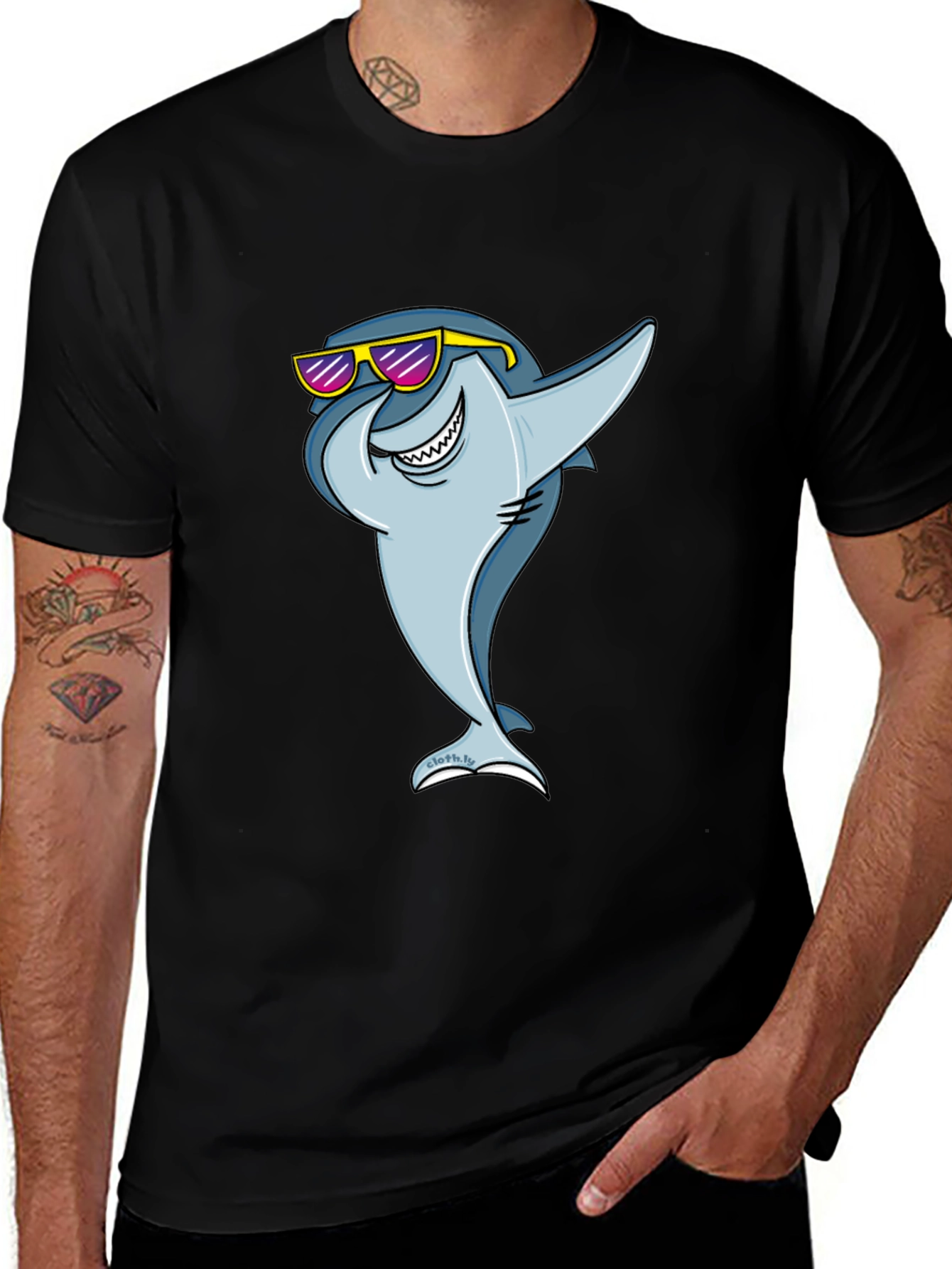 Cool Shark Graphic Tee - Black Cotton T-Shirt