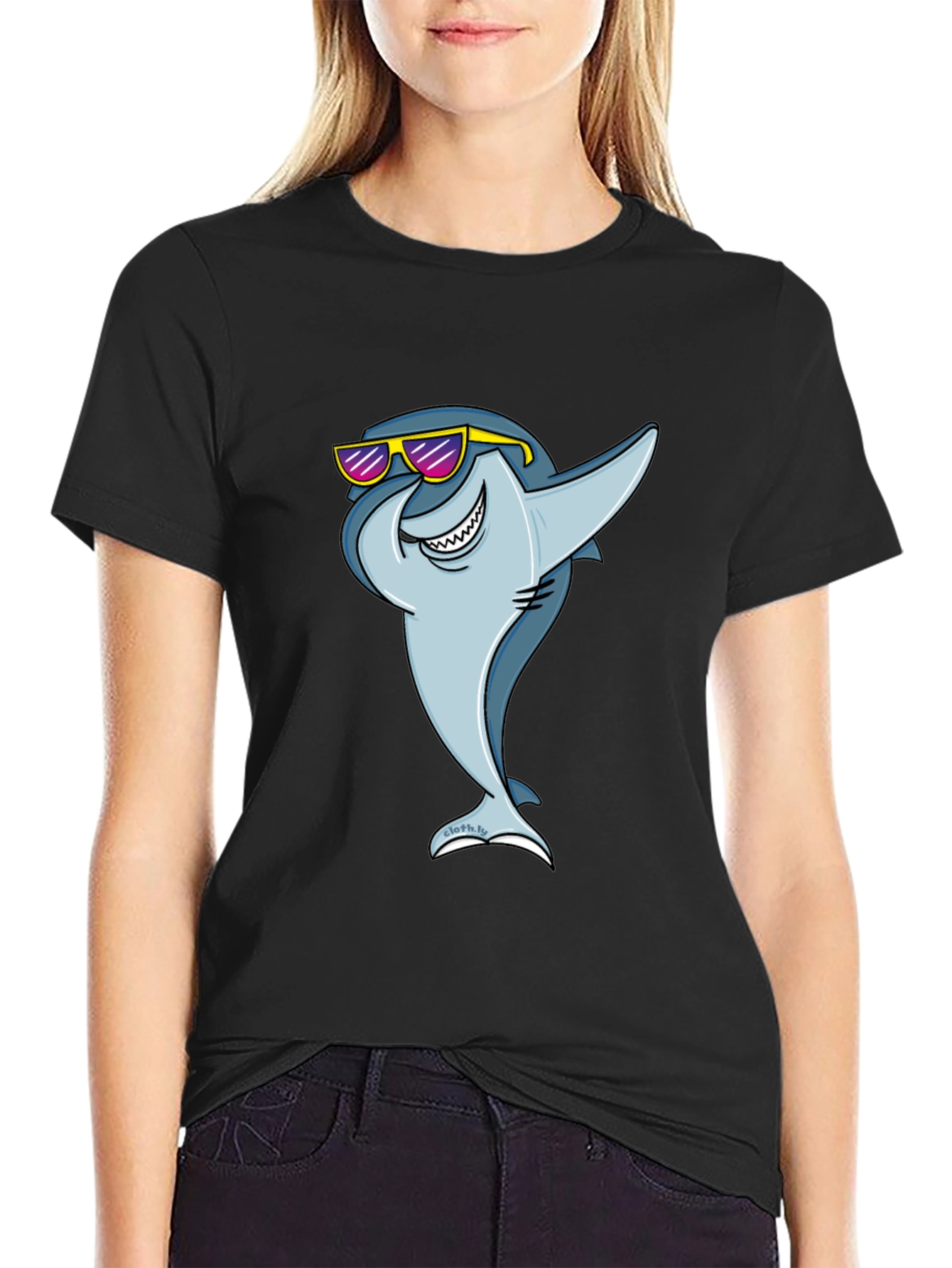 Cool Shark Graphic Tee - Black Cotton T-Shirt