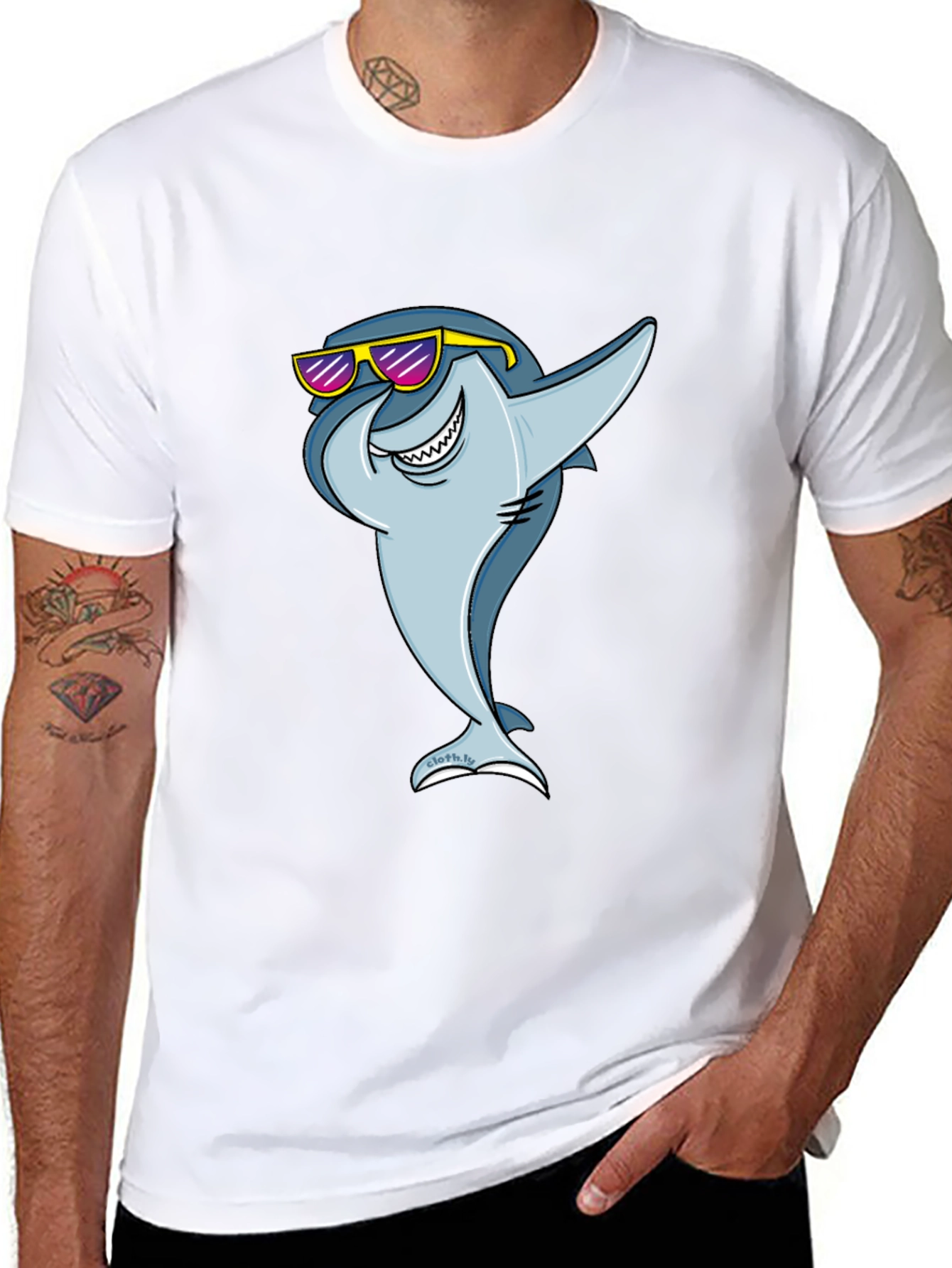 Cool Shark Graphic Tee - Black Cotton T-Shirt