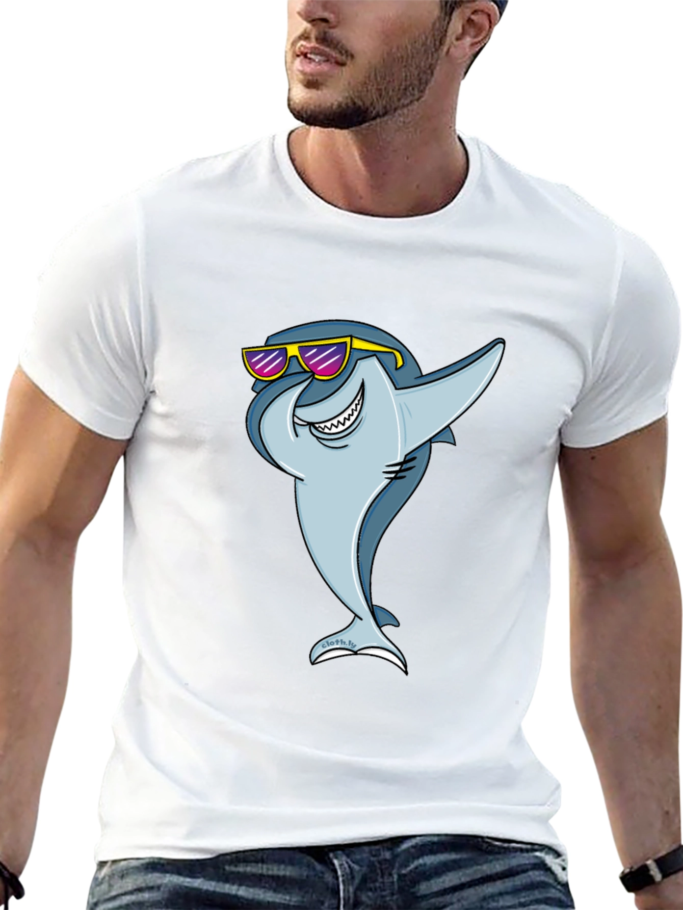 Cool Shark Graphic Tee - Black Cotton T-Shirt