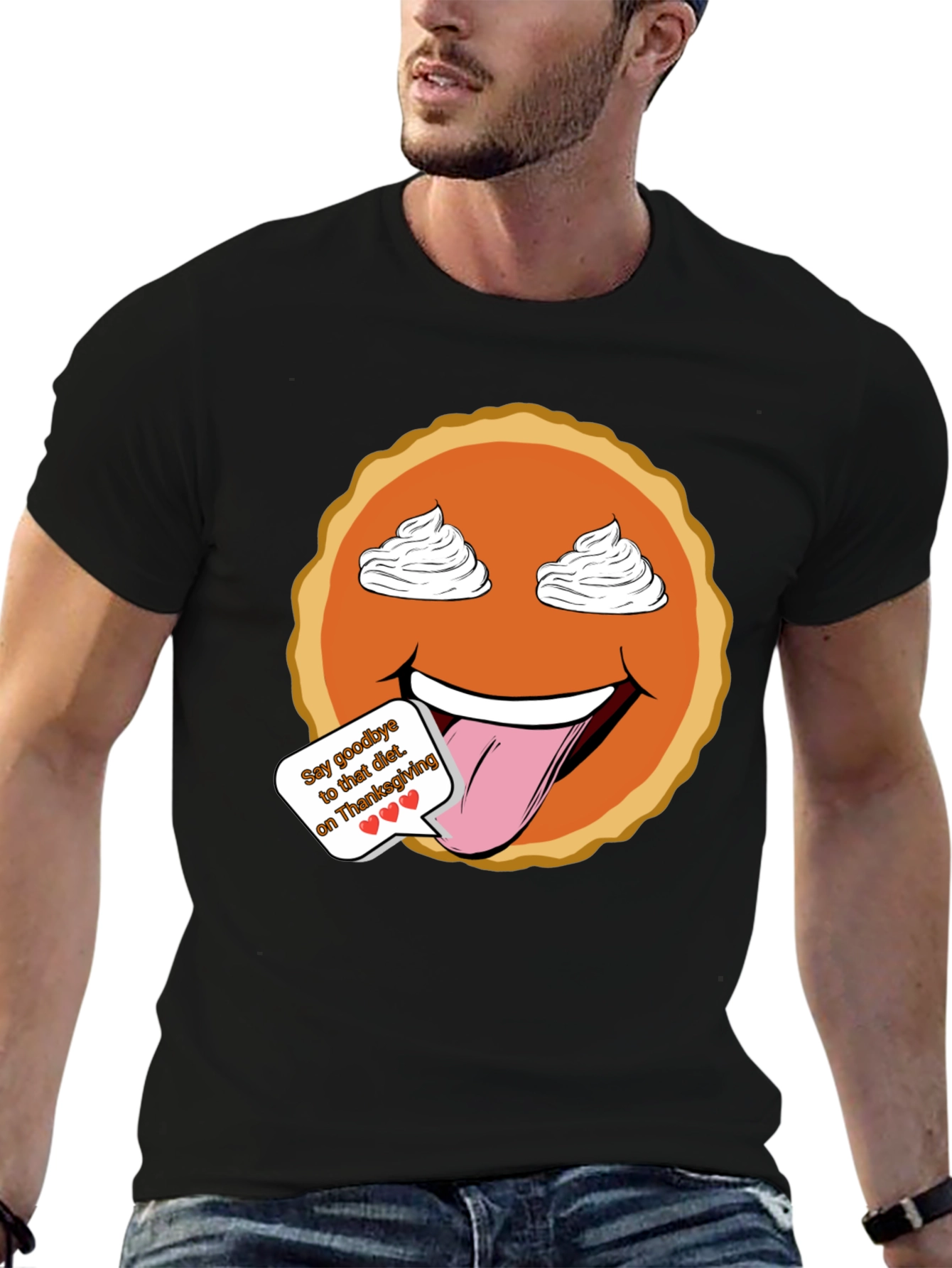 Thanksgiving Pumpkin Pie Emoji Graphic T-Shirt