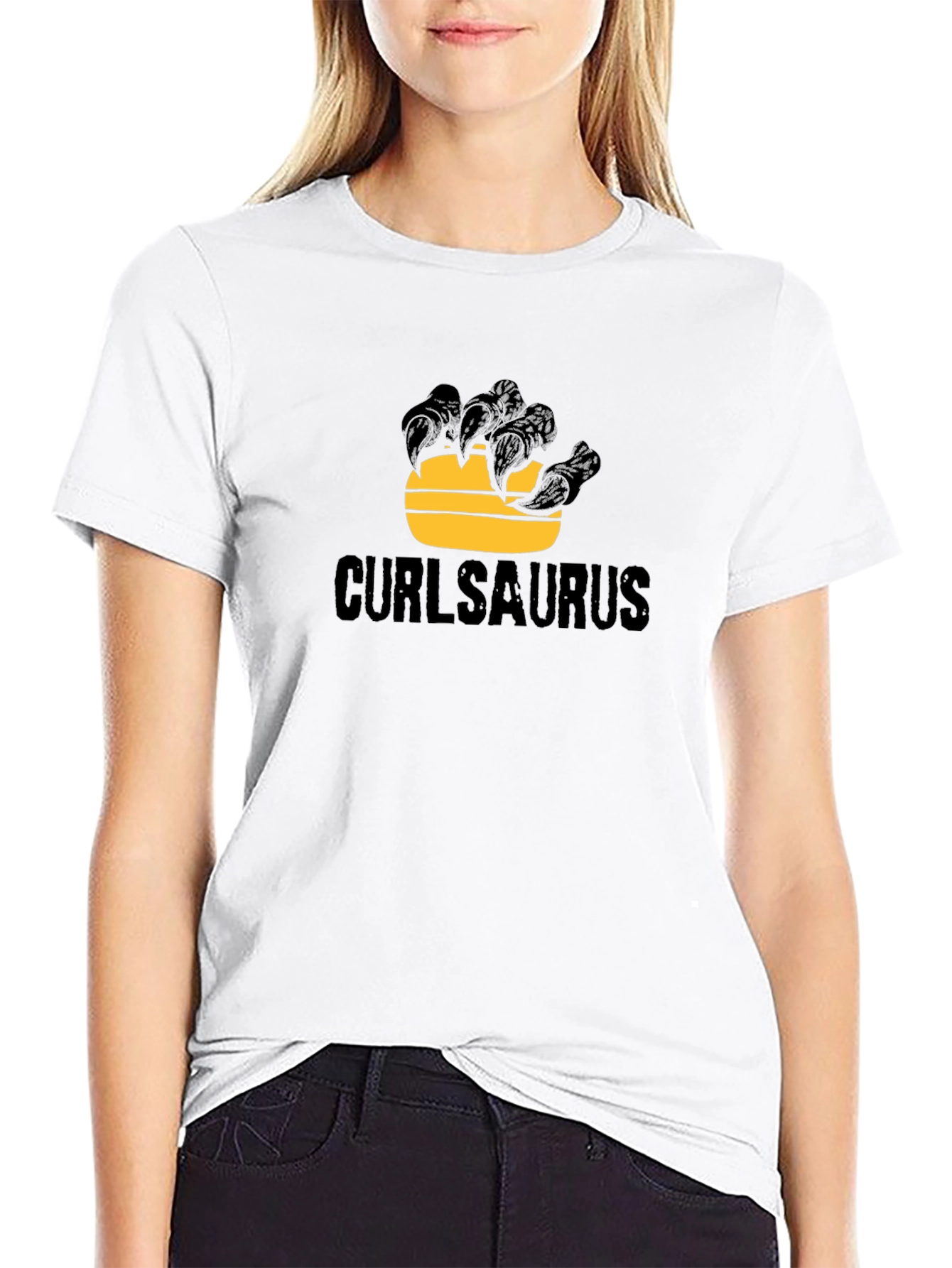 Curlsaurus Black Graphic Tee