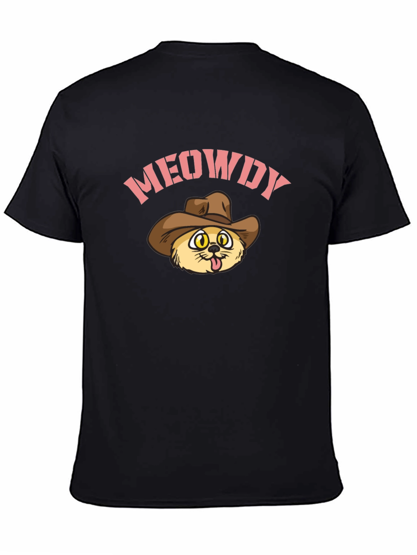 Meowdy Cat Cowboy Graphic Tee - Black
