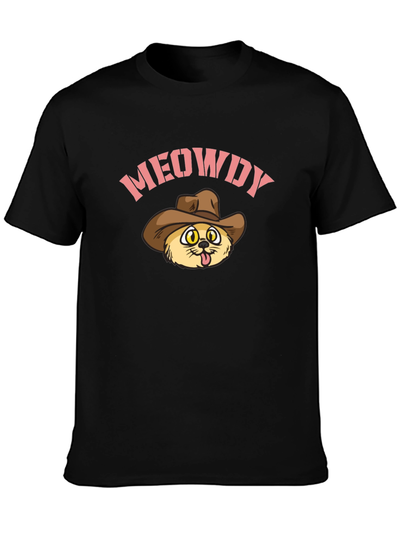Meowdy Cat Cowboy Graphic Tee - Black
