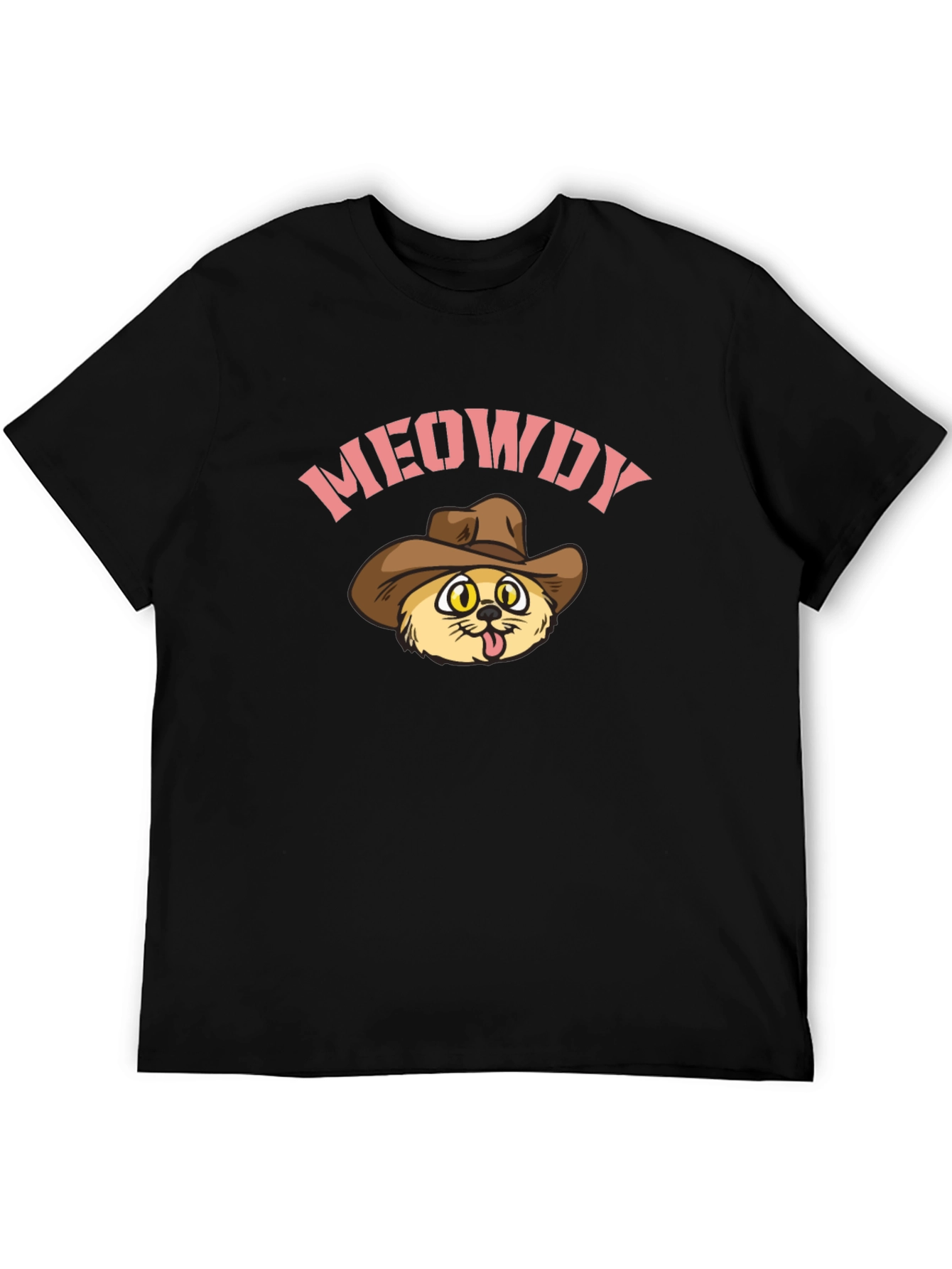 Meowdy Cat Cowboy Graphic Tee - Black