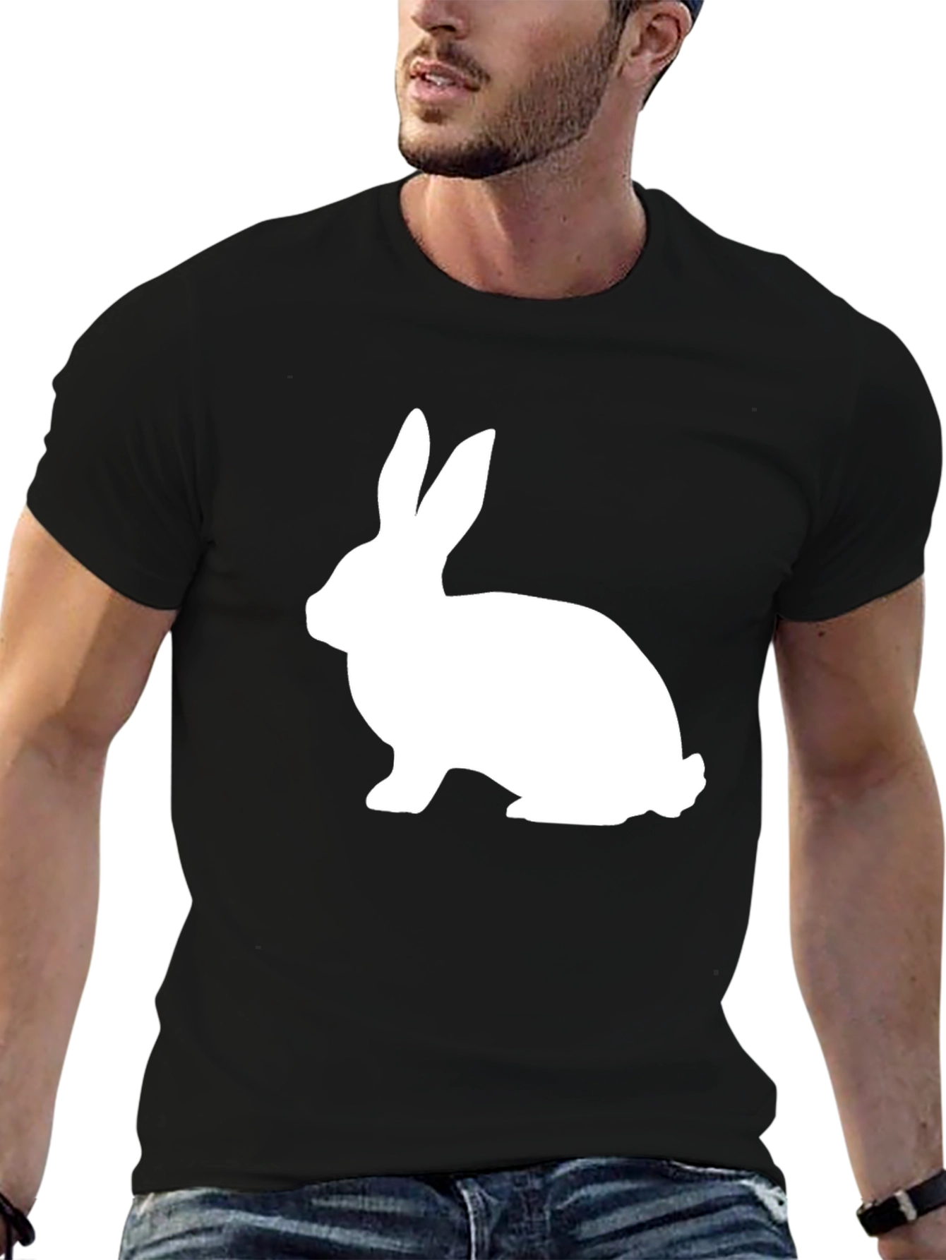 Rabbit Graphic Tee - Classic Black Cotton T-Shirt