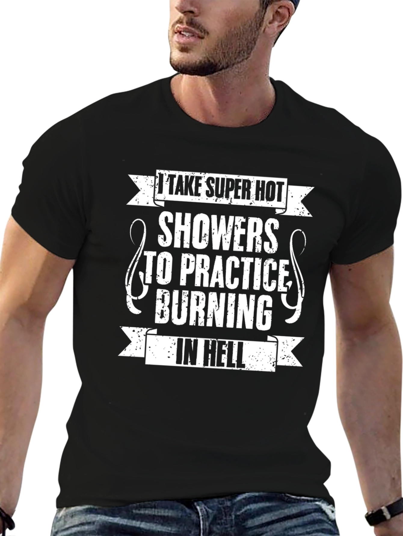 I Take Super Hot Showers Funny Graphic T-Shirt