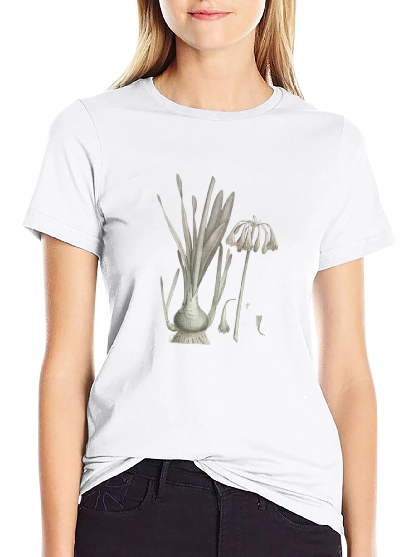 Botanical Print Black T-Shirt