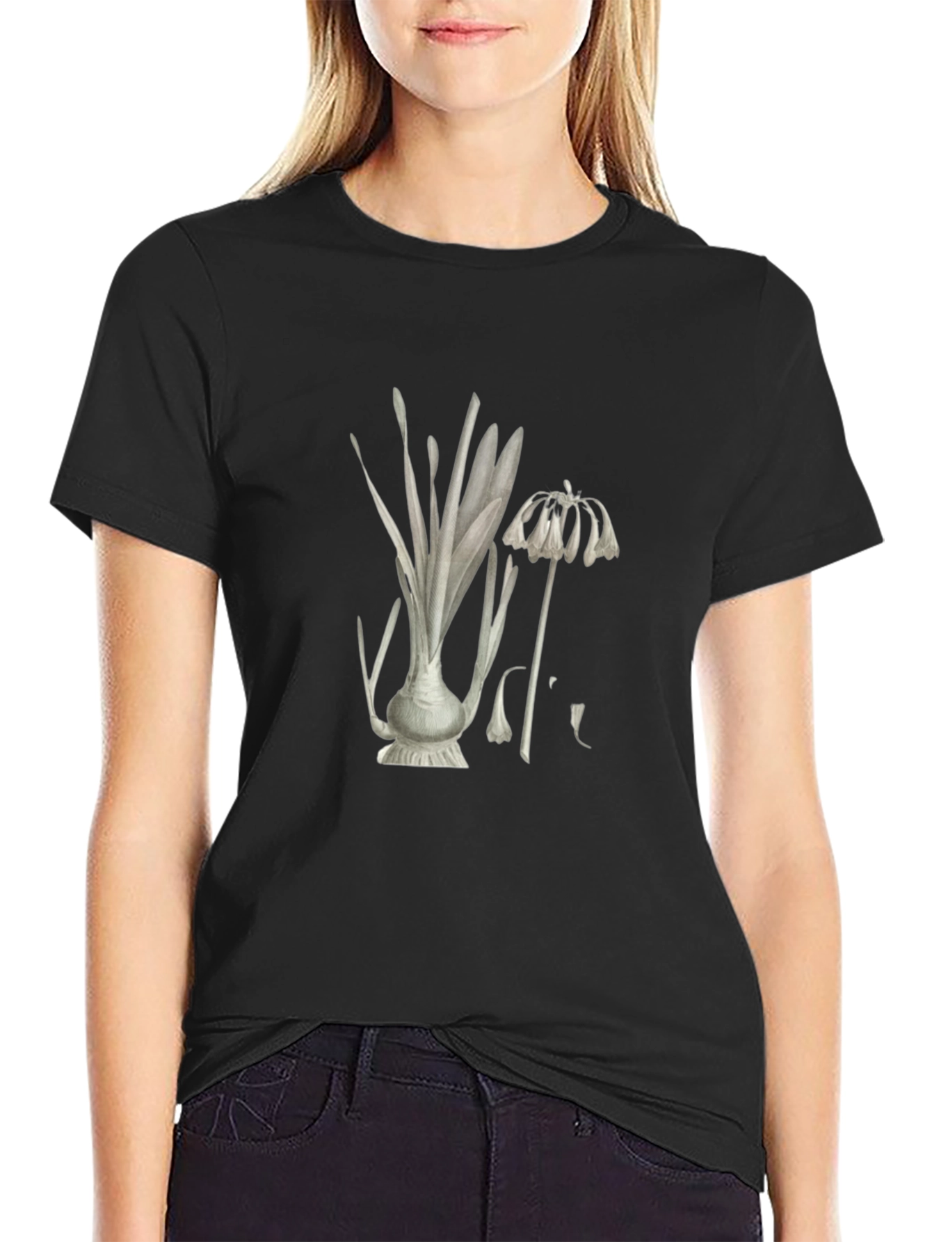 Botanical Print Black T-Shirt