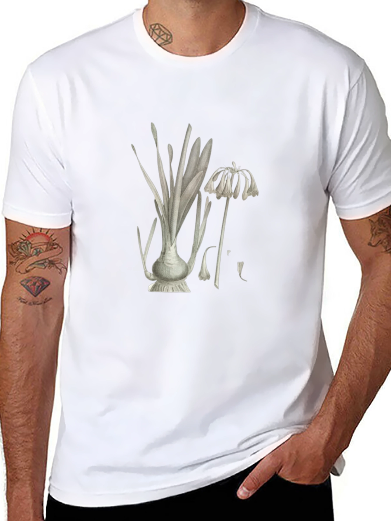 Botanical Print Black T-Shirt