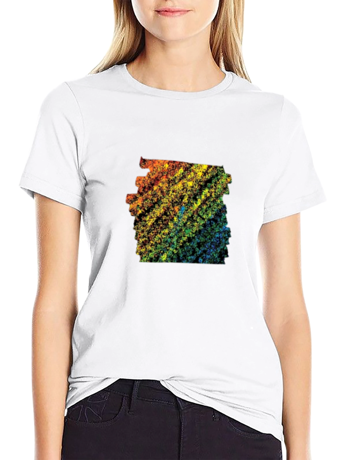Rainbow Abstract Design Black T-Shirt