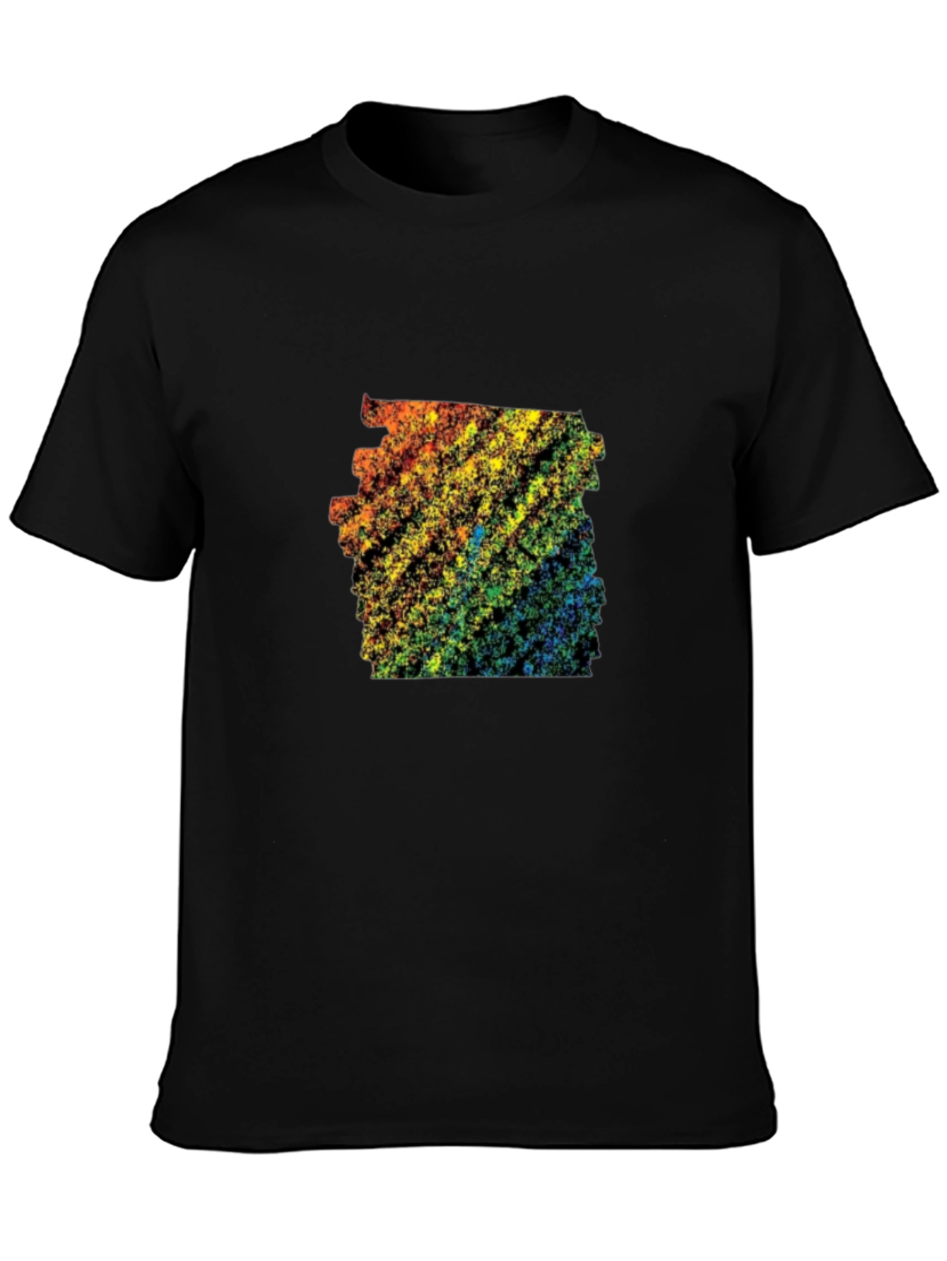 Rainbow Abstract Design Black T-Shirt